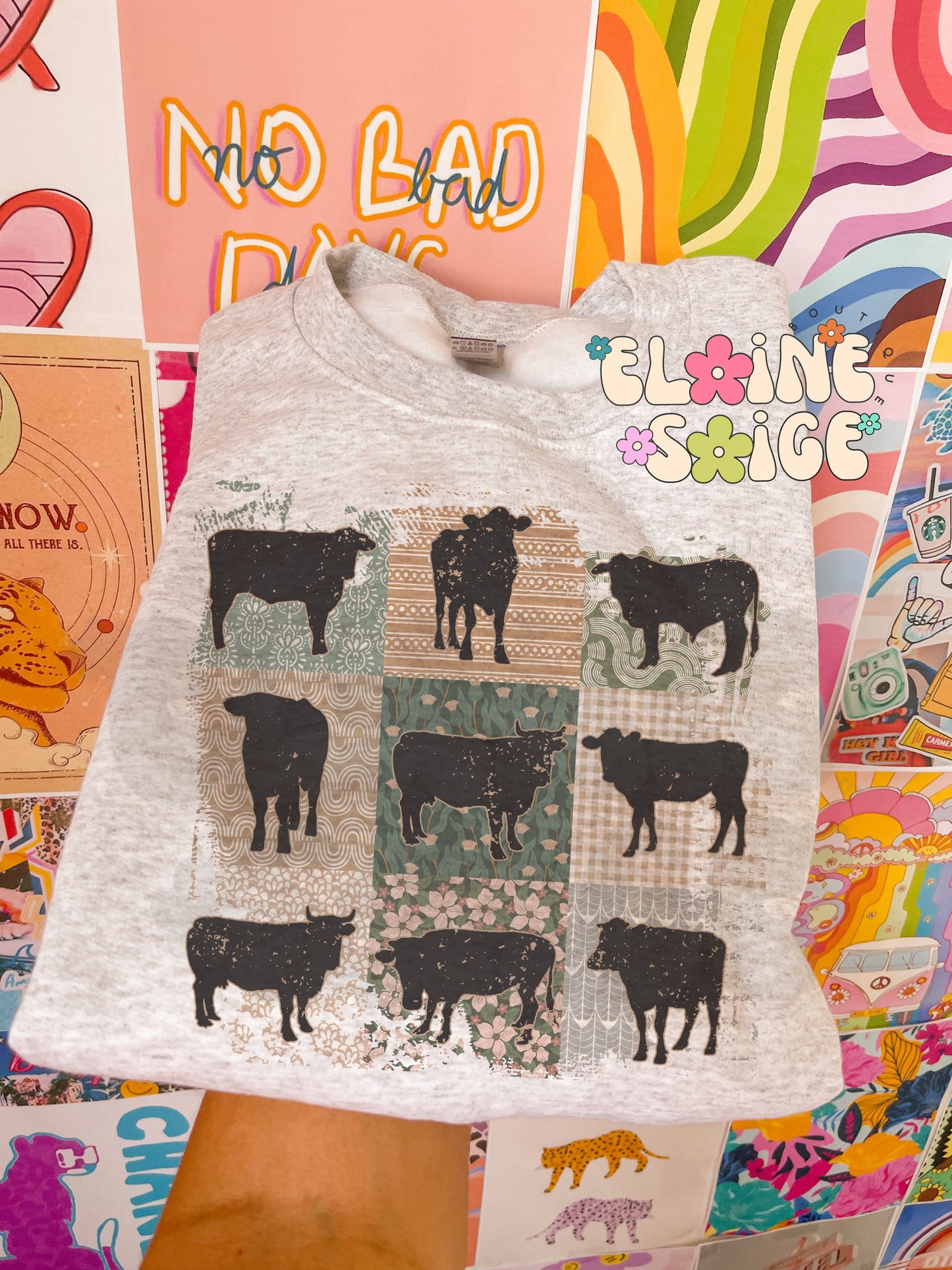 boho cows crewneck // PRE-ORDER