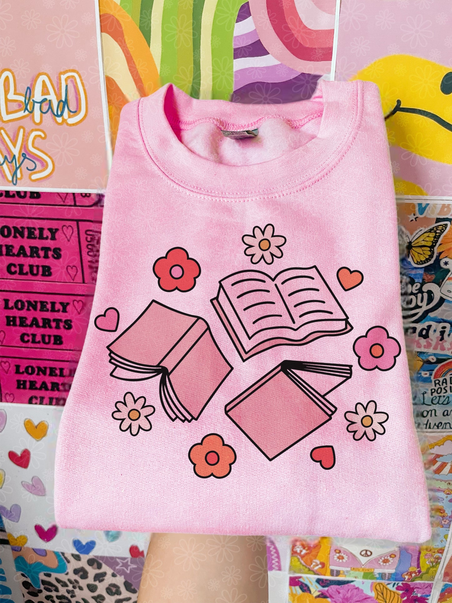 floral books crewneck // PRE-ORDER