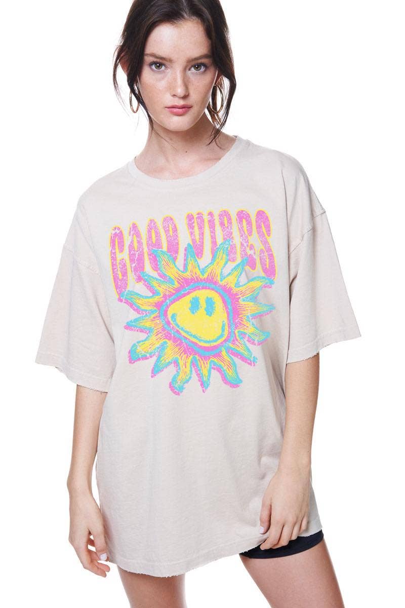 Good Vibes Sunshine Graphic S/S Oversized Tee