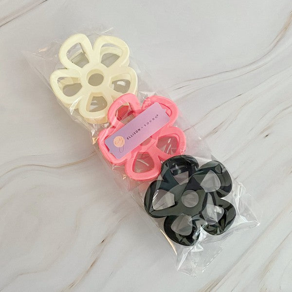 Anemone Flower Hair Claw Set Of 3