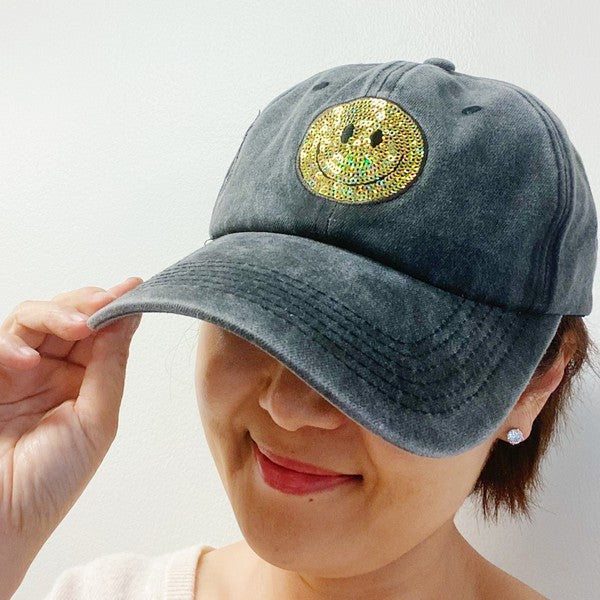 Sequin Patch Happy Ball Cap