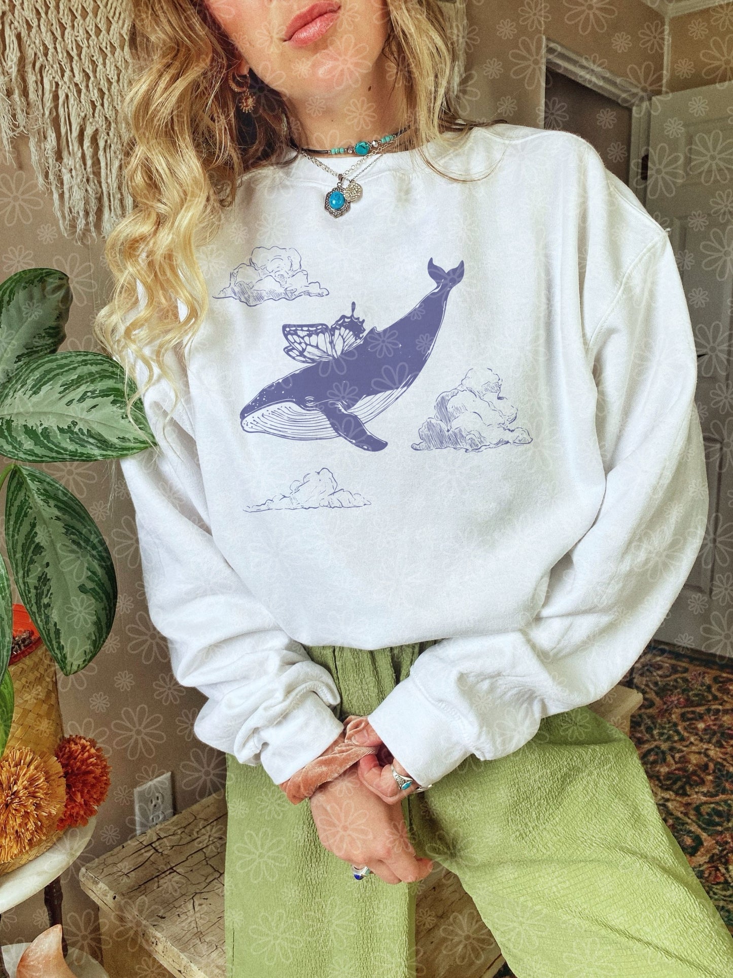 whale butterfly crewneck // PRE-ORDER