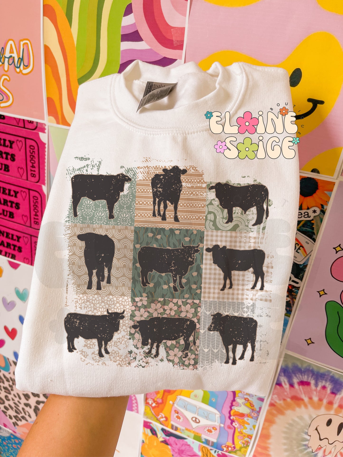 boho cows crewneck // PRE-ORDER