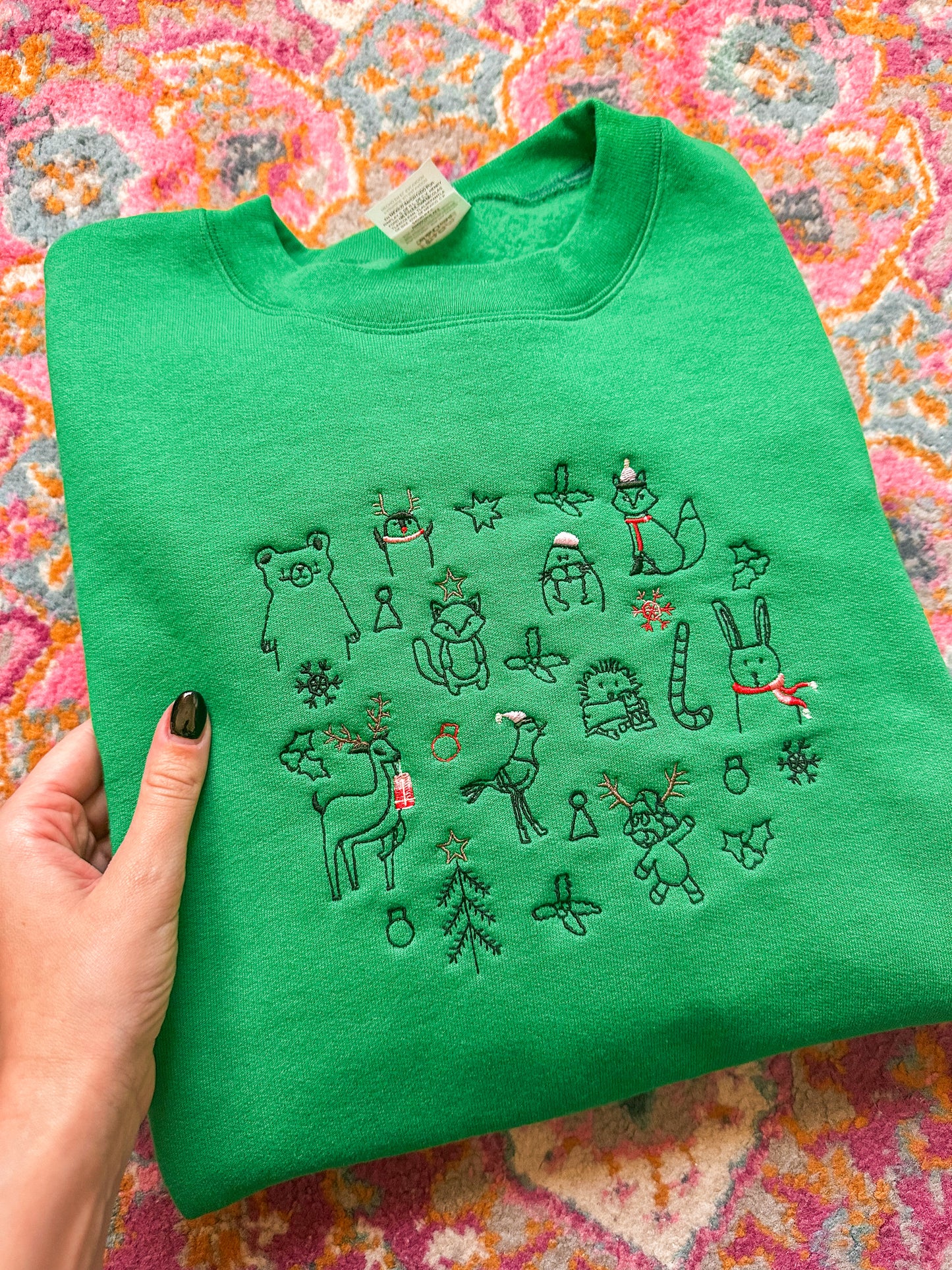 festive animal friends embroidered crewneck // PRE-ORDER