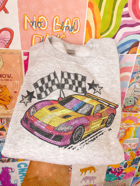 rhinestone car crewneck // PRE-ORDER