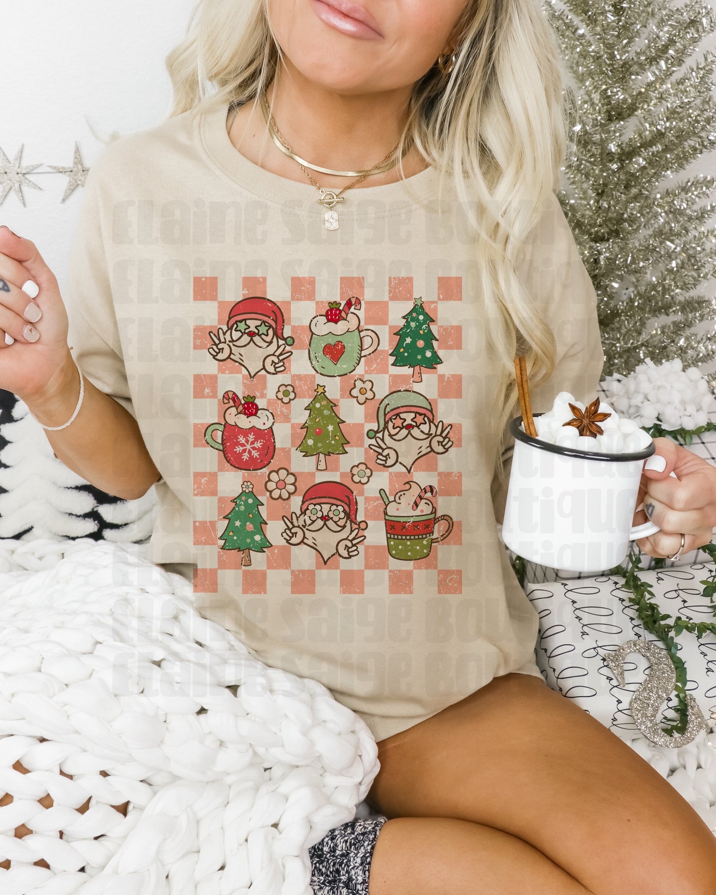 hot cocoa checkered ADULT tee // PRE-ORDER