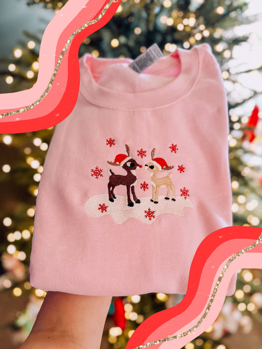 reindeer embroidered crewneck // PRE-ORDER