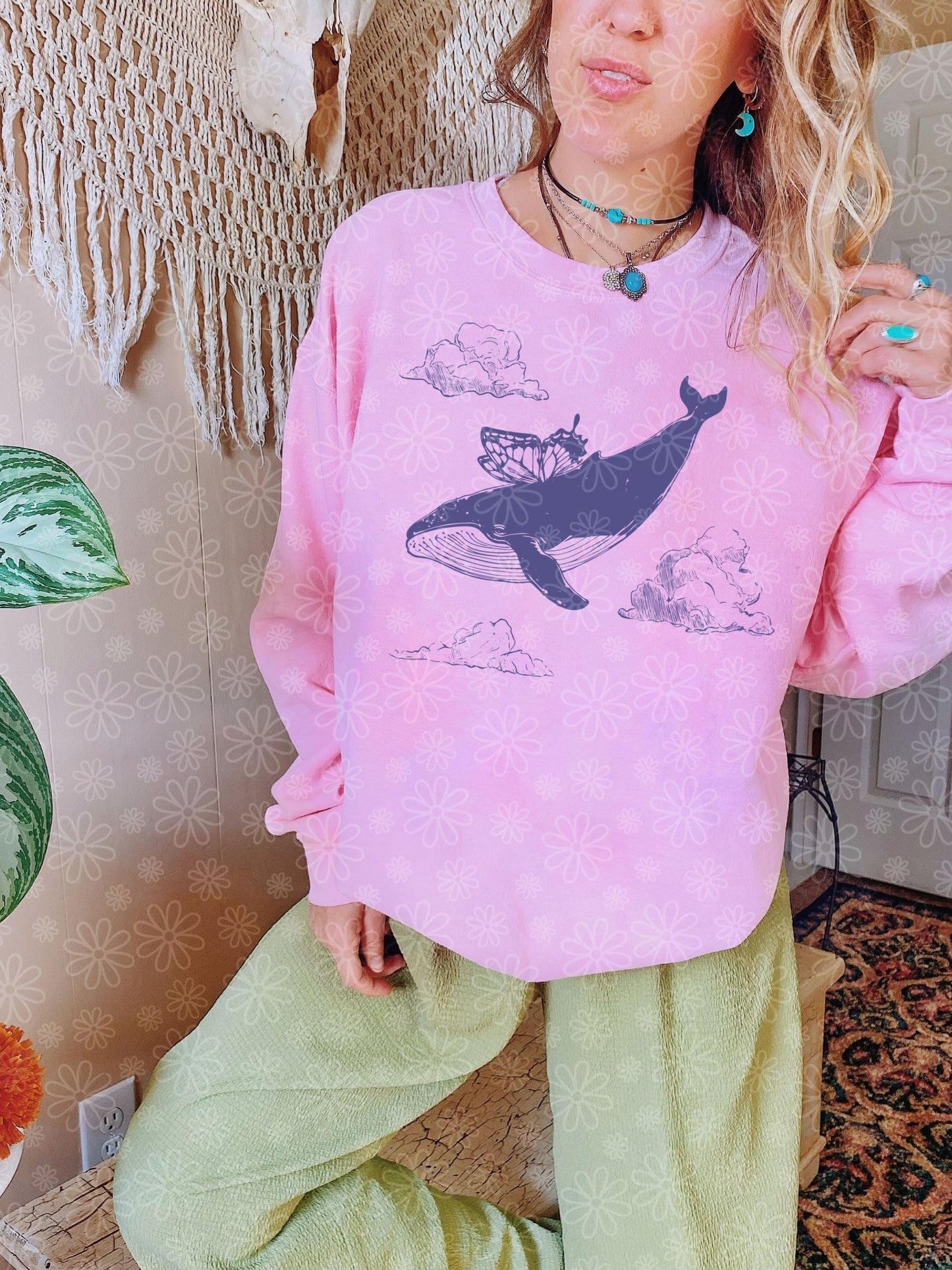 whale butterfly crewneck // PRE-ORDER